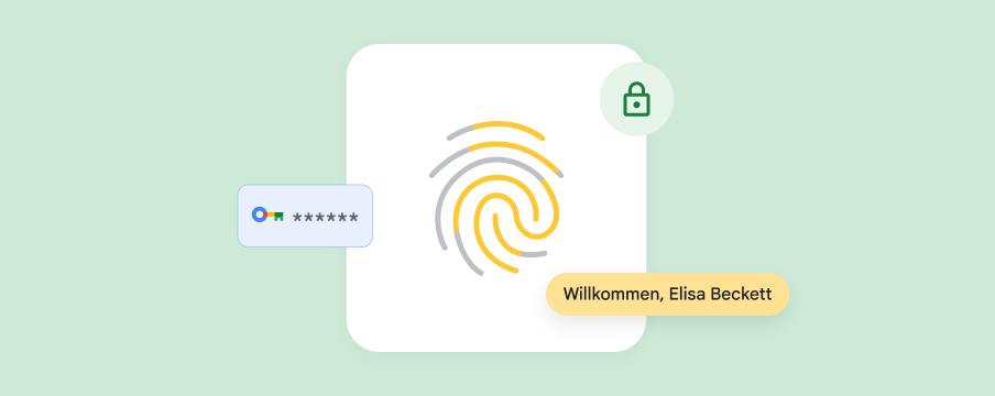 Ein Fingerabdruck mit Sicherheitssymbolen zeigt, wie Passkeys die Anmeldung einfacher und sicherer machen.
