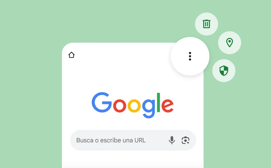 Una captura de pantalla de una páginas de búsqueda de Google, con iconos de YouTube, Gmail, Google Maps y otros productos de Google.