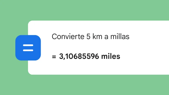 Una búsqueda para convertir 5 km a millas muestra el resultado 3106 millas.