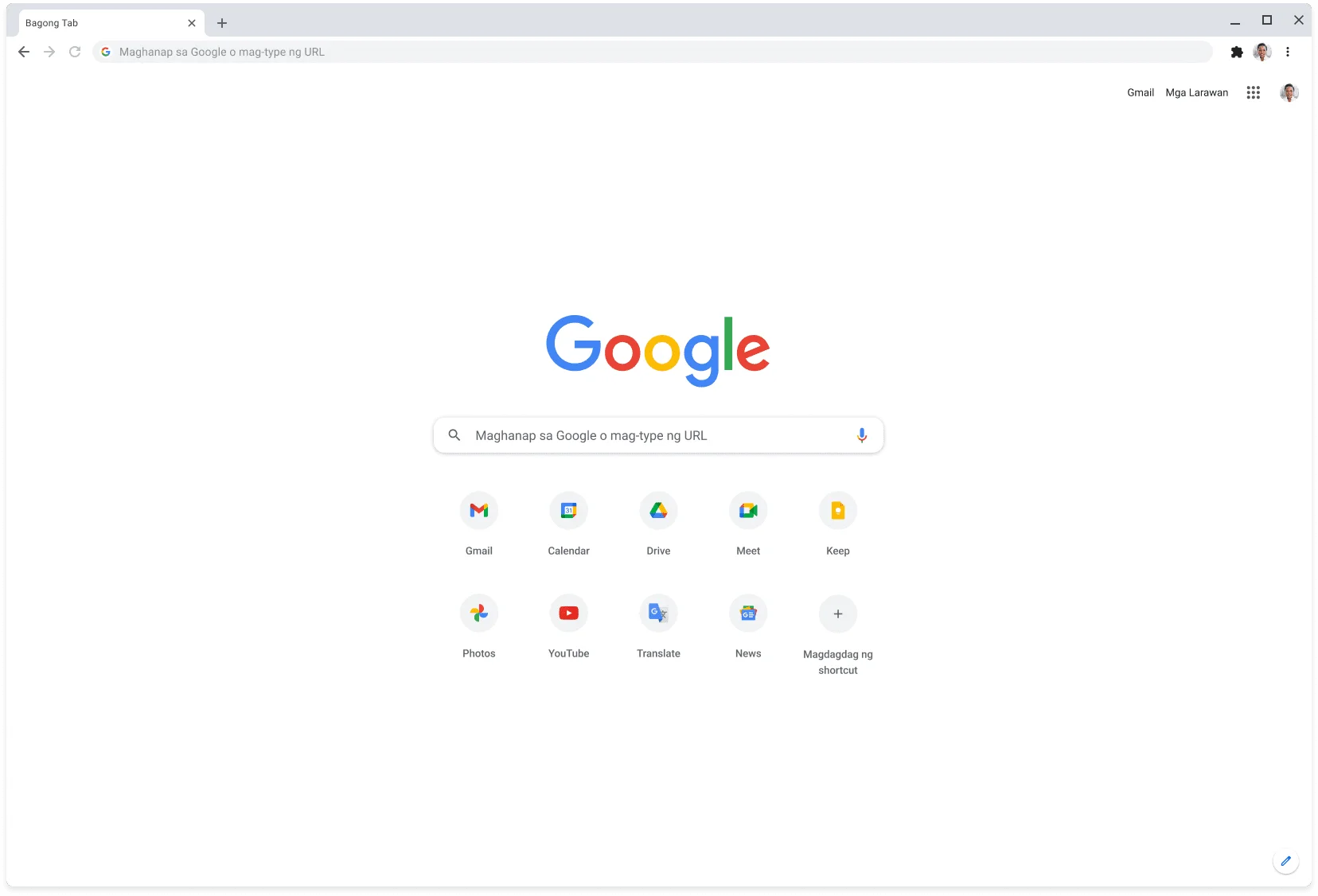 Window ng Chrome browser na ipinapakita ang Google.com.