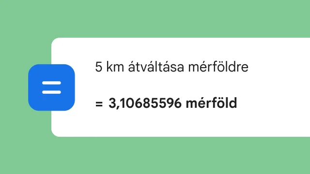 Egy keresés, amely 5 km-t mérföldre szeretne átváltani, megmutatja az eredményt, amely 3,106 mérföld.