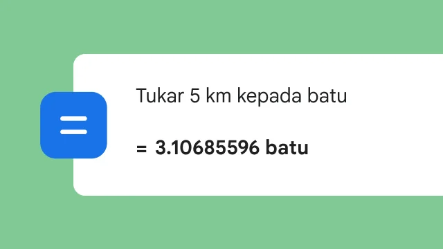 Carian untuk menukar 5 km kepada batu yang memaparkan hasil carian 3.106 batu.