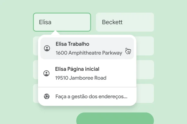 Um utilizador pode introduzir instantaneamente o nome e a morada num formulário através do preenchimento automático.