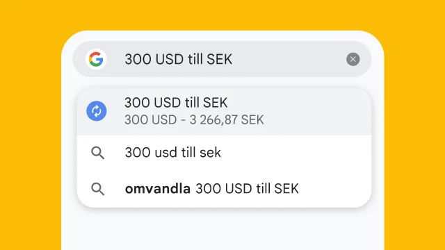 A user typed “300 usd to eur” into Chrome's address bar and it has instantly generated results.