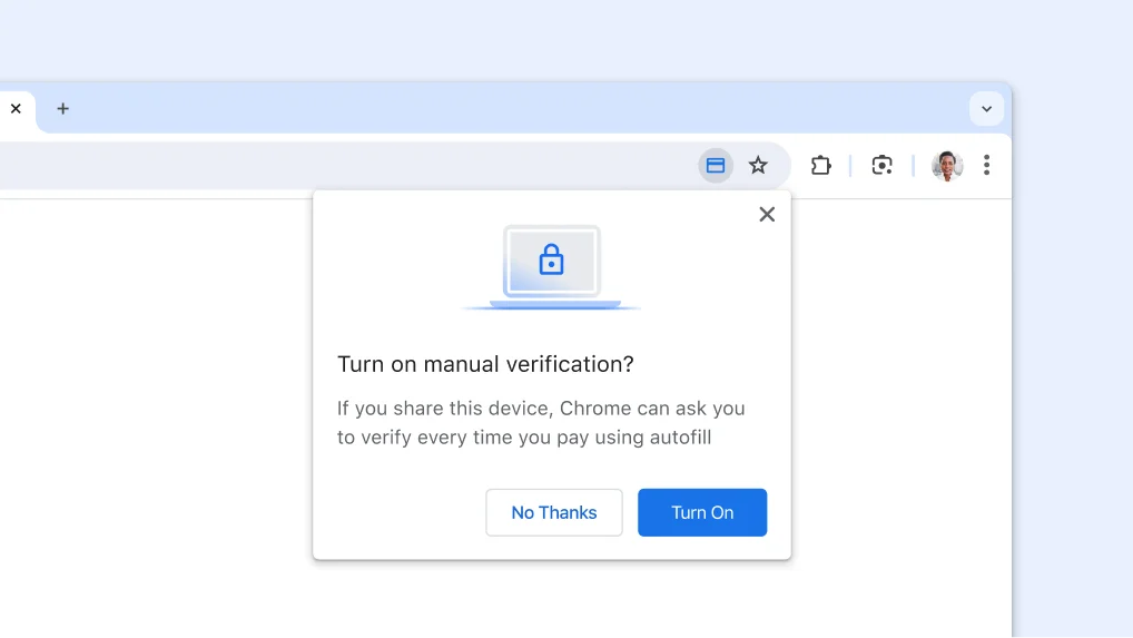 Turn on manual verification for payments autofill.